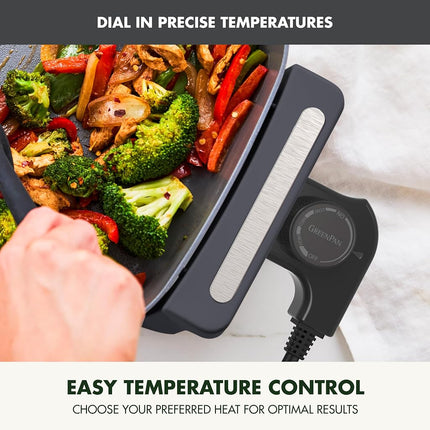 GreenPan Advanced 12� X 15� Electric Skillet with Lid, 7QT Capacity for Family Meals, Healthy Ceramic Nonstick PFAS-Free Coating, Fry, Saut�, Steam, Simmer, Sear, Stir Fry, Dishwasher Safe, Graphite