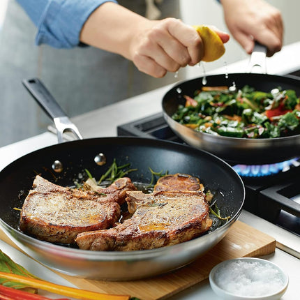 KitchenAid Stainless Steel Nonstick Frying Pans/Skillet Set, 9.5 Inch and 12 Inch - Brushed Stainless Steel