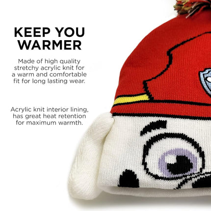Nickelodeon boys Winter Hat and Mittens Set, Paw Patrol Chase Marshall Toddler Beanie for Ages 2-4, Marshall Design, 2-4T