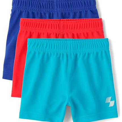 The Children's Place Baby Boys' and Toddler Athletic Basketball Short, Red Blue 3-Pack, 2T
