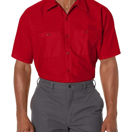 Red Kap Men's Short Sleeve Industrial Work Shirt, Medium Red