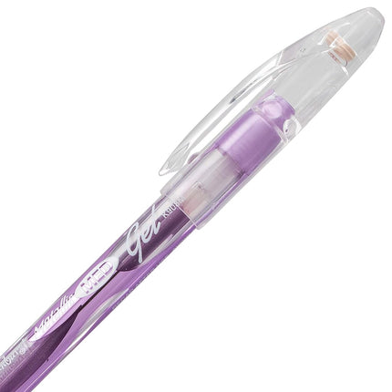Pentel Sunburst Metallic Gel Pen, 0.8mm Tip Writes 0.4mm Line, Violet/Transparent Barrel Violet Ink, Box of 12 (K908-MV) by Pentel