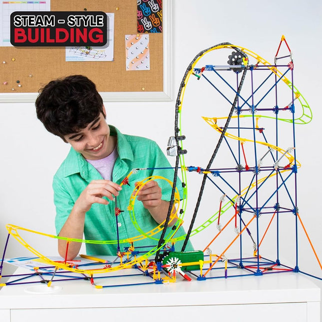 Basic Fun K'NEX, STEAM Education Roller Coaster Building Set, Educational Toys for Kids, 546 Piece STEM Learning Kit, Engineering Construction for Kids Aged 8+,(Packaging may vary)