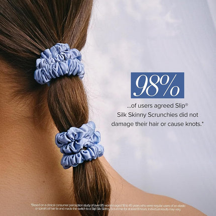 Slip Silk Hair Ties, Cornflower Skinny Scrunchies, Set of 4 | Anti-Damage