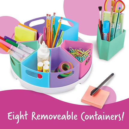 Learning Resources Create-a-Space Storage Centre (Pastel), Stationery Storage Organiser, Ideal for Classroom & Home, Wipe Clean Plastic, 10 Piece Set