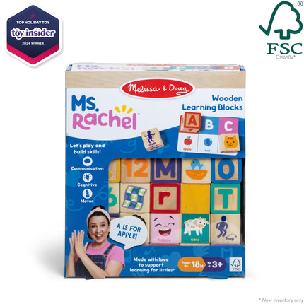 Melissa & Doug Ms. Rachel Bloques de Aprendizaje de Letras, Números y Juegos | Juguetes Educativos para Niños | Más de 18 meses - Certificado FSC