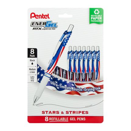 EnerGel RTX Retractable Liquid Gel Pen, Flag Barre