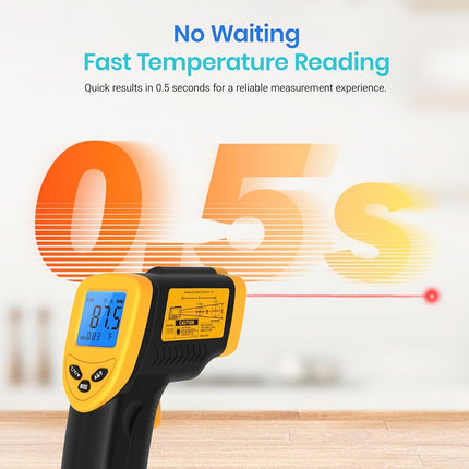 Etekcity Infrared Thermometer Upgrade 774, Heat Temperature Temp Gun for Cooking, Laser IR Surface Tool for Pizza, Griddle, Grill, HVAC, Engine, Accessories, -58°F to 842°F, Yellow