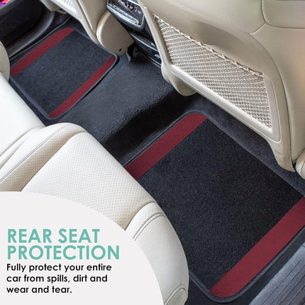 FH Group F14407BURGUNDY Universal Fit Premium Carpet Burgundy Automotive Floor Mats fits most Cars, SUVs, and Trucks with Driver Heel Pad, Full Set