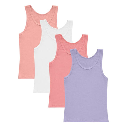 Hanes Big Originals Pack, Supersoft Top for Girls, Modal Stretch Rib Tanks, 4-Pack, Pink/White/Coral/Violet, X-Large