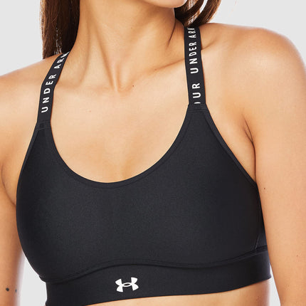 Under Armour Infinity Covered Mid Sport Bra, Women Black, Black / Black / Jet Gray (001), XS