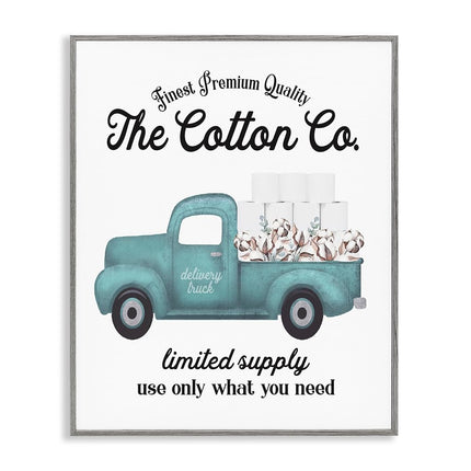 Stupell Industries Letrero de baño familiar de papel higiénico prémium de algodón con diseño de camión, diseñado por Lettered and Lined Wall Art, 11 x 14, enmarcado en gris