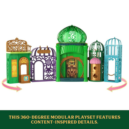 Mattel Universal Pictures’ Wicked Emerald City Playset with Glinda & Elphaba Small Dolls, 5 Play Spaces & 15 Accessories, Inspired by the Movie, JFM22