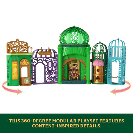 Mattel Universal Pictures’ Wicked Emerald City Playset with Glinda & Elphaba Small Dolls, 5 Play Spaces & 15 Accessories, Inspired by the Movie, JFM22