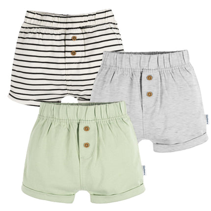 Gerber Baby 3-Pack Knit Shorts, Multicolor, Multic