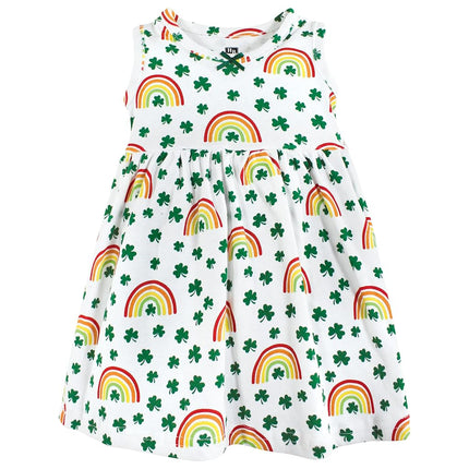 Hudson Baby Baby Girls' Cotton Dress and Cardigan Set, St Patricks Rainbow, 5T