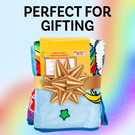 Silver Buffalo Rainbow Brite Screen Print Flannel Raschel Throw Blanket Featuring Rainbow Brite, Starlite, and Twink, 45" x 60"