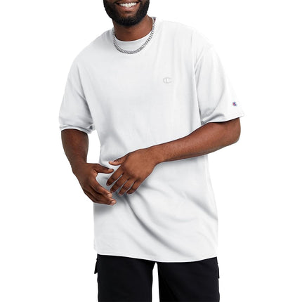 Champion Men's T, 100% Cotton, Crewneck, Short-Sleeve Shirts Tee, C Logo (Big & Tall), White, 4XL