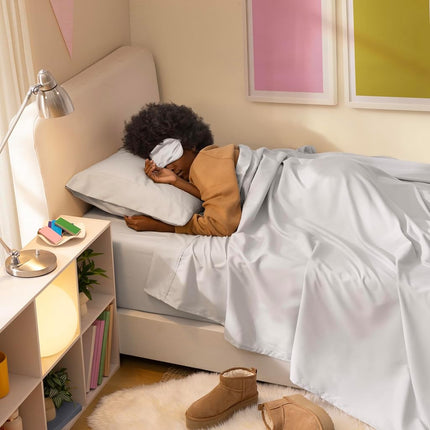 UGG 20929 Alahna Twin XL Bed Sheets and Pillowcases 3-Piece Set Sleep in Luxury Machine Washable Deep Pockets Wrinkle-Resistant Silky Cooling Technology for All-Season Comfort, Twin XL, Stone