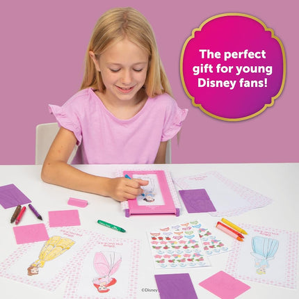 PlayMonster Fashion Plates Disney Princess – Mix-and-Match Drawing Kit, Arts and Crafts, Coloring, Art Supplies, Craft Supplies, Stencils, Crayons Included, Create Your Own Designs, Ages 6+