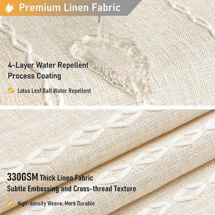 BTTN 60 x 84 Boho Linen Heavy Duty Cloth Shower Curtain Set, Cream/Beige