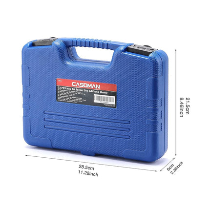 CASOMAN 32 Piece Master Hex Bit Socket Set, S2 Steel, SAE And Metric, Allen Socket Bit, 5/64-inch to 3/4-inch, 2mm to 19mm Socket Tool Kit