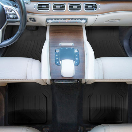 FH Group Automotive Floor Mats - Black Faux Leather Deep Dish Floor Mats, Trim-to-Fit Floor Mats for Cars, Universal Fit Floor Mats Full Set, Car Mats for Most Sedan, SUV, Truck Floor Mats
