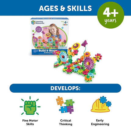 Learning Resources Gears! Gears! Gears! Build & Bloom Flower Garden, Gears & Construction Toy, STEM Toys, Gears for Kids