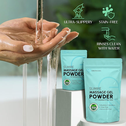 Japanese Nuru Massage Gel Powder Sumire 50g, Aloe, Resealable, Makes 5L