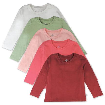 HonestBaby Unisex Baby Multipack Long Sleeve T-Shirts Tee 100% Organic Cotton, Romantic Pink, 3T