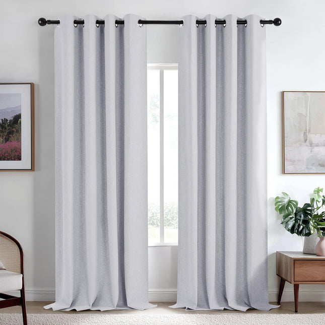 Deconovo Faux Linen Total Blackout Curtains, Gromm