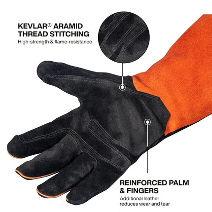 KLEIN TOOLS 60915 MIG Welding Gloves, X-Large, Split Cowhide Leather, Flame Resistant Fleece Lining, Reinforced Palm, Thumb and Forefinger, Kevlar Aramid Stitching