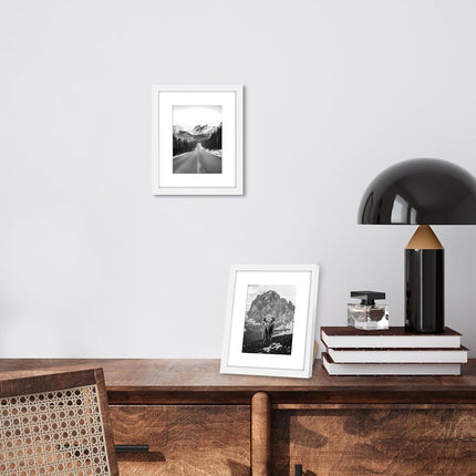 Americanflat 10x8 Photo Frames in White - Set of 2 - Use as 7x5 Photo Frames with Mount or 10x8 Picture Frames without Mount - Horizontal and Vertical Formats for Wall and Tabletop