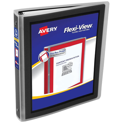 Avery Flexi-View 3 Ring Binder, 1 Inch Round Rings, 1 Black Binder (17686)