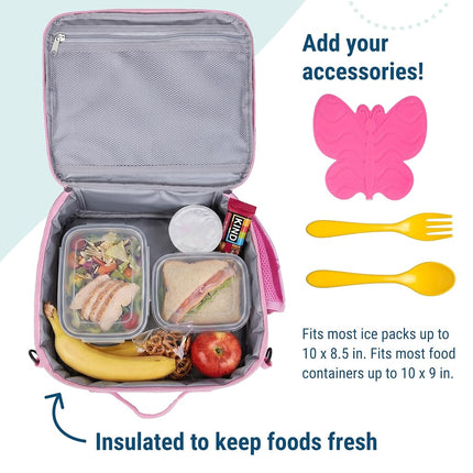 Wildkin Kids ECO rPET Insulated Lunch Box – Keeps Food Hot or Cold, Easy-Clean Lining, Mesh Pockets & BPA-Free – Boys & Girls, Ideal for School, Travel & Daycare – Ballerina