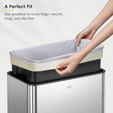 EKO 12.5 Gallon / 40-60 Liter, 110 Count Drawstring Trash Bags, Extra-Strong Garbage Bags, Unscented, Leak-Resistant, Easy-Dispense Roll for Kitchen & Household Use, Code Z, White