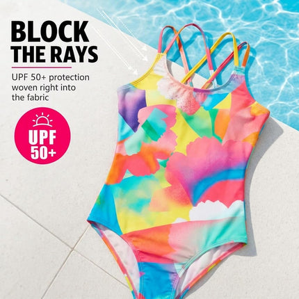 Kanu Surf Girls Reese UPF 50+ Beach Sport Criss-Cross One Piece Swimsuit, Solid Red, 12