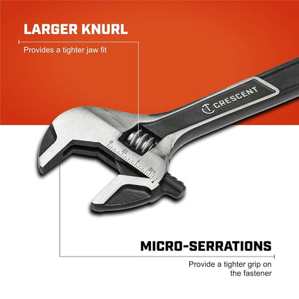 Crescent ATWJ212VS Adjustable Wrench/Spanner with Expanded Jaw Capacity (12''/304 mm), Multi