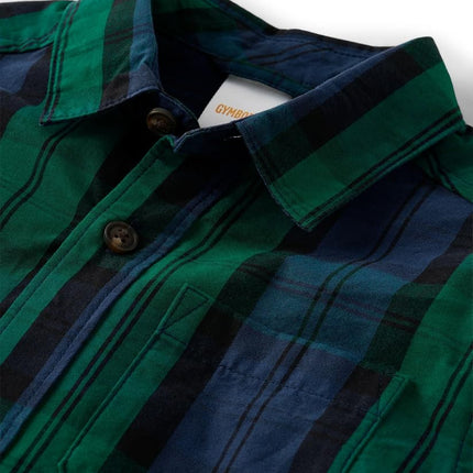 Gymboree y camisas de cuadros de manga larga para niños pequeños, azul marino y verde, talla 6
