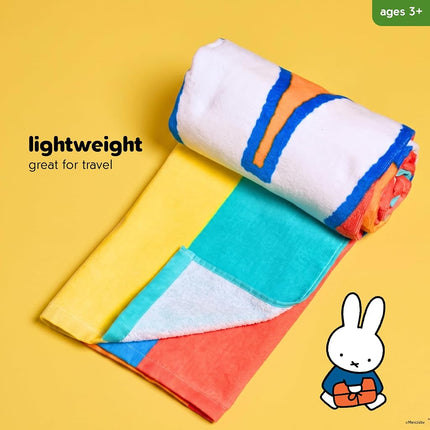 Miffy Kids Cotton Beach Towel, 58 x 28 Inch, Soft & Absorbent Pool, Bath & Beach Towel (Officially Licensed Product) by Franco