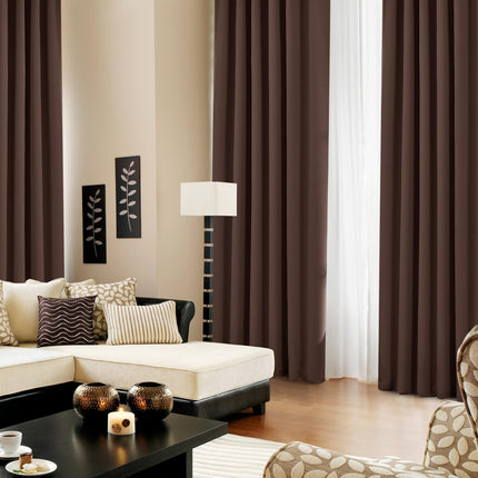 Deconovo Room Darkening Blackout Curtains - (Chocolate Color), Back Tab and Rod Pocket Curtains, 52W x 95L Inch, Thermal Insulated Blackout Curtains for Office, 2 Panels