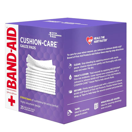 Band-Aid Brand Medium Gauze Pads, 3 Inches By 3 Inches, 25 Count