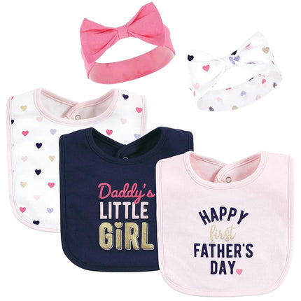 Hudson Baby Unisex BabyCotton Bib and Headband or Caps Set, Fathers Day, One Size