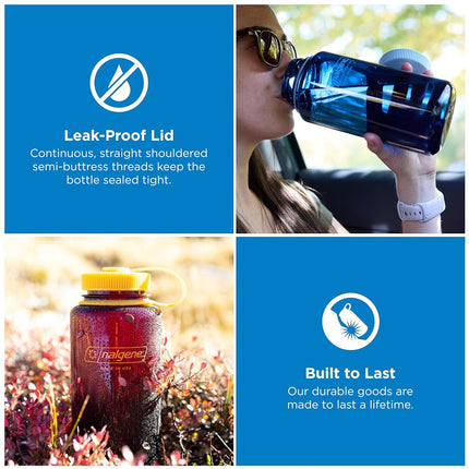Nalgene Water Bottle - Lightweight Sustain Tritan BPA-Free Shatterproof Bottle for Backpacking, Hiking, Gym, 32 OZ, Wide Mouth, Indigo