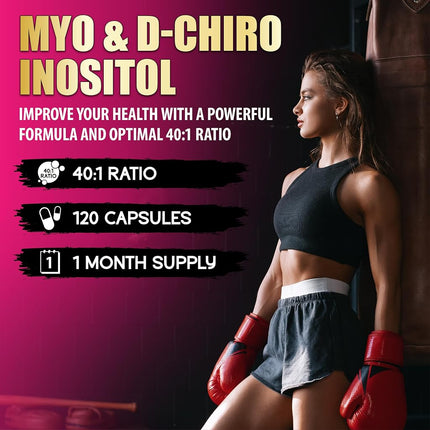 BMVINVOL 2050mg Inositol Supplement - Myo-Inositol and D-Chiro Inositol Plus Folate and Vitamin D - Ideal 40:1 Ratio - 120 Capsules