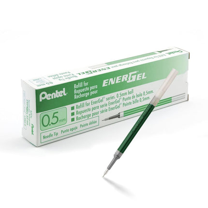 Pentel, 12 x EnerGel Gel Ink Refills 0.5mm Tip Green Ink LRN5-D
