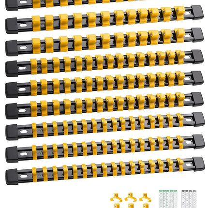 ALOANES 9 PC ABS Socket Organizer, 1/2 inch, 3/8 i