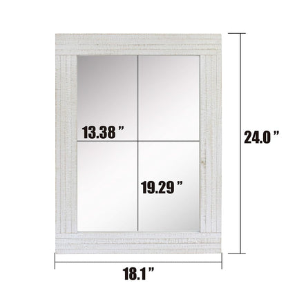Stonebriar Rustic Rectangular Worn White Wood Frame Hanging Wall Mirror for Vertical or Horizontal Display