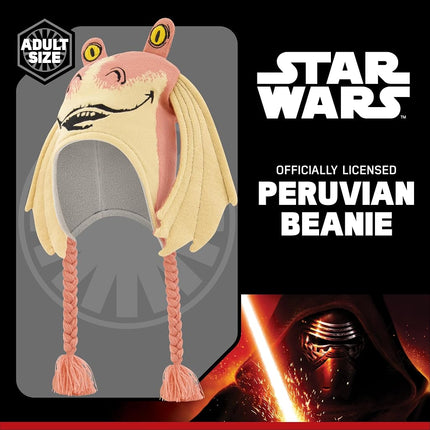 Star Wars Jar Jar Binks Beanie Hat, Peruvian Winter Knit Cap with 3D Gungan Ears and Tassels, Multi, One Size, Multi, One size