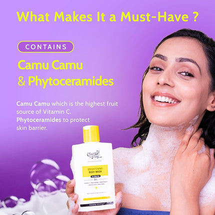 Chemist at Play Brightening Body Wash | Glowing Skin Vitamin C Bodywash | Helps to Reduce Fades Dark Spots| Evens out Skin Tone | Alpha Arbutin | 30X Vitamin C with Camu Camu | For Women & Men | 236ml